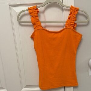 Orange Ruffled Strap Women's Top